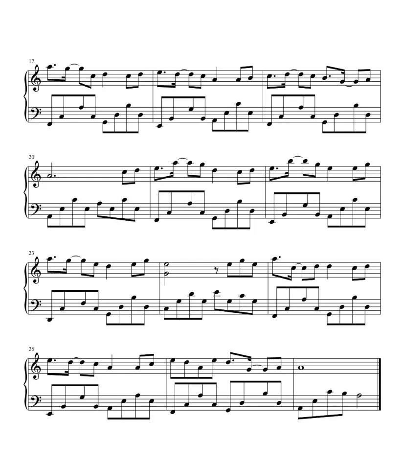 旧梦一场 钢琴五线谱 -C调简单版-早知惊鸿一场 何必情深一往- 阿悠悠