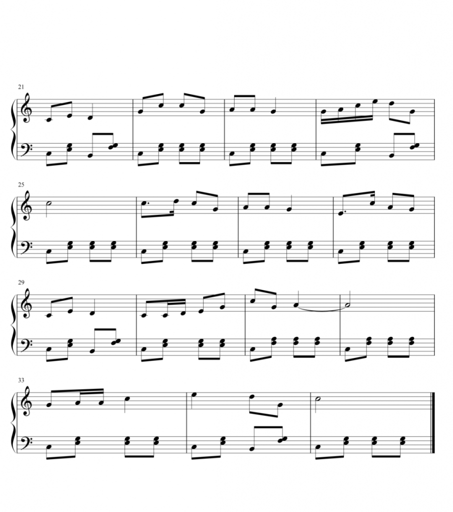 劳动最光荣 钢琴五线谱