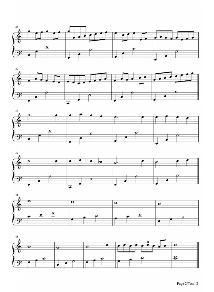 Canon卡农 C大调 初学者版 钢琴五线谱