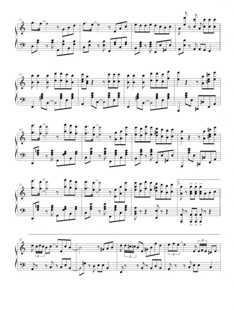 Mojito 钢琴五线谱 - 周杰伦