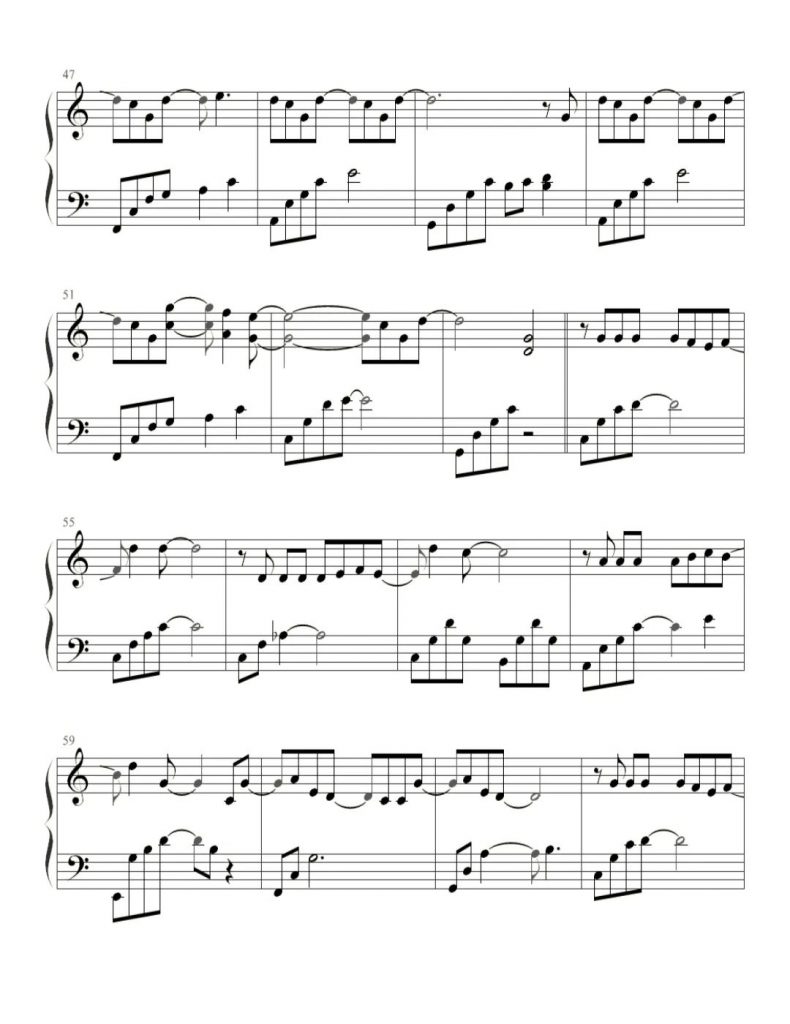 手写的从前 钢琴五线谱 - 周杰伦