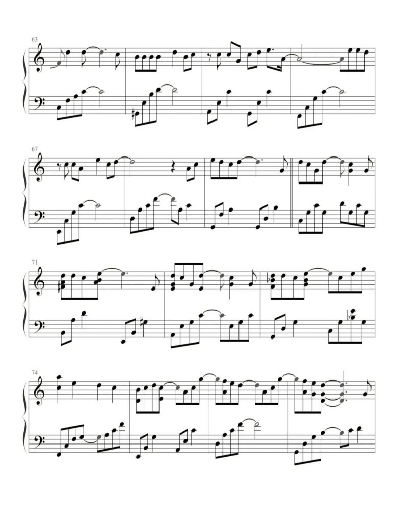 手写的从前 钢琴五线谱 - 周杰伦