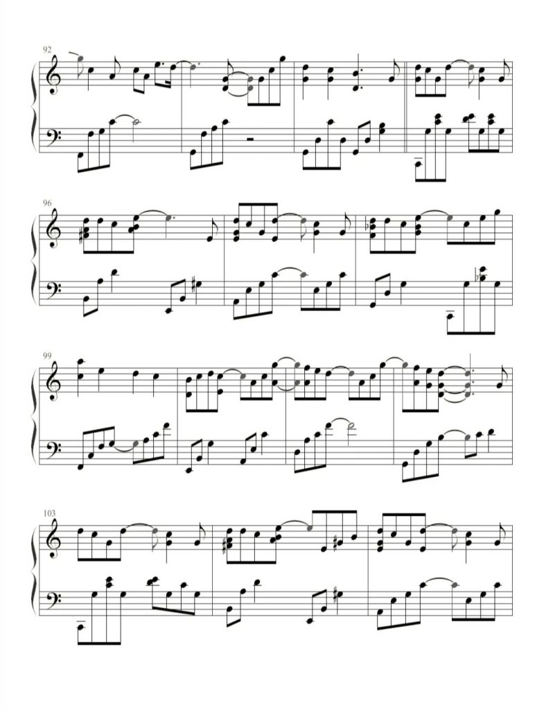 手写的从前 钢琴五线谱 - 周杰伦