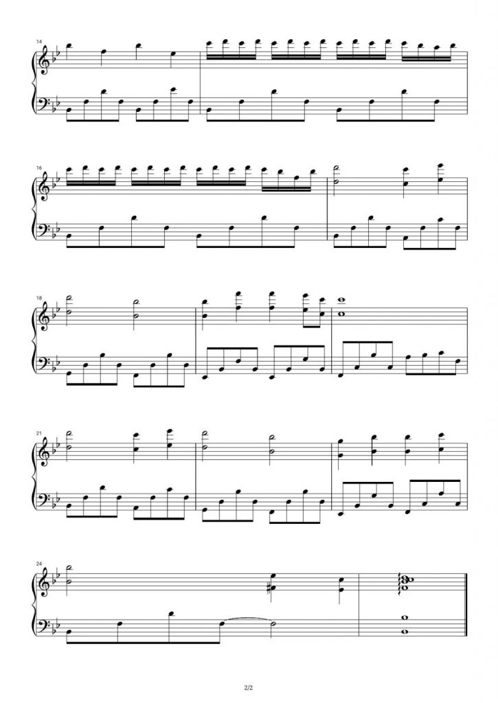 听妈妈的话 钢琴五线谱 - 周杰伦