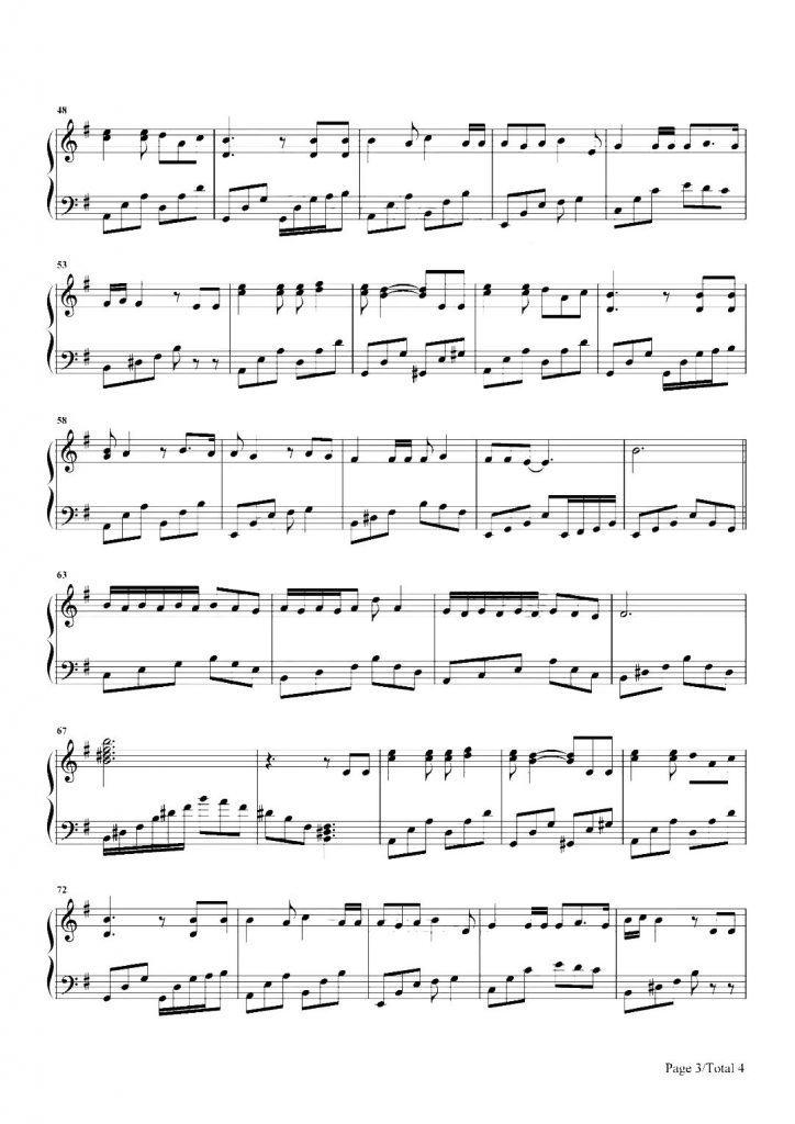  全世界谁倾听你 钢琴五线谱《从你的全世界路过》插曲 - 林宥嘉