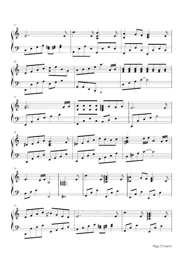 更替的四季 钢琴五线谱 - 久石让