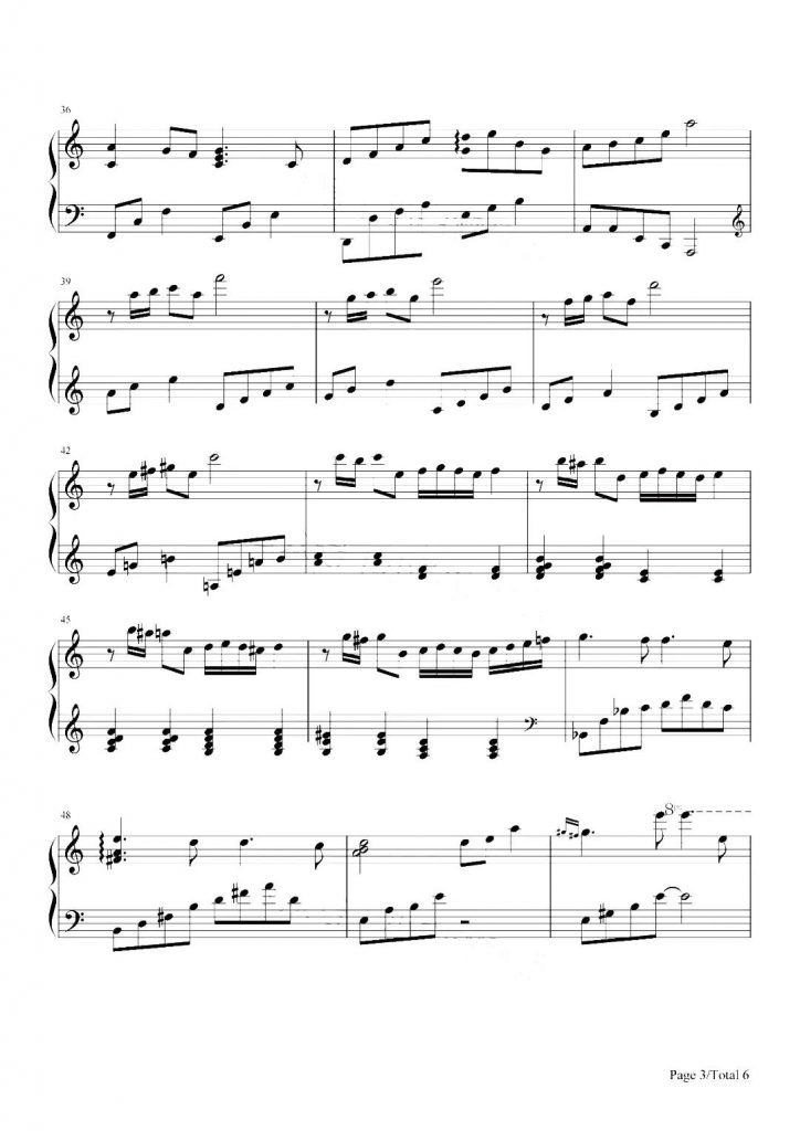 更替的四季 钢琴五线谱 - 久石让