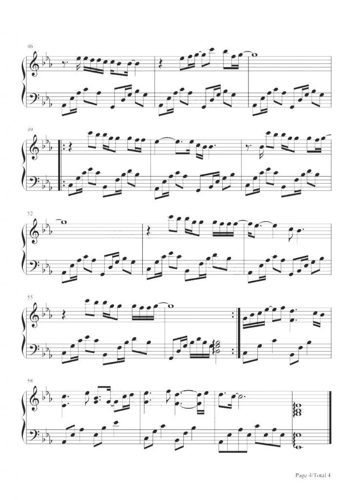 电台情歌 钢琴五线谱 - 莫文蔚