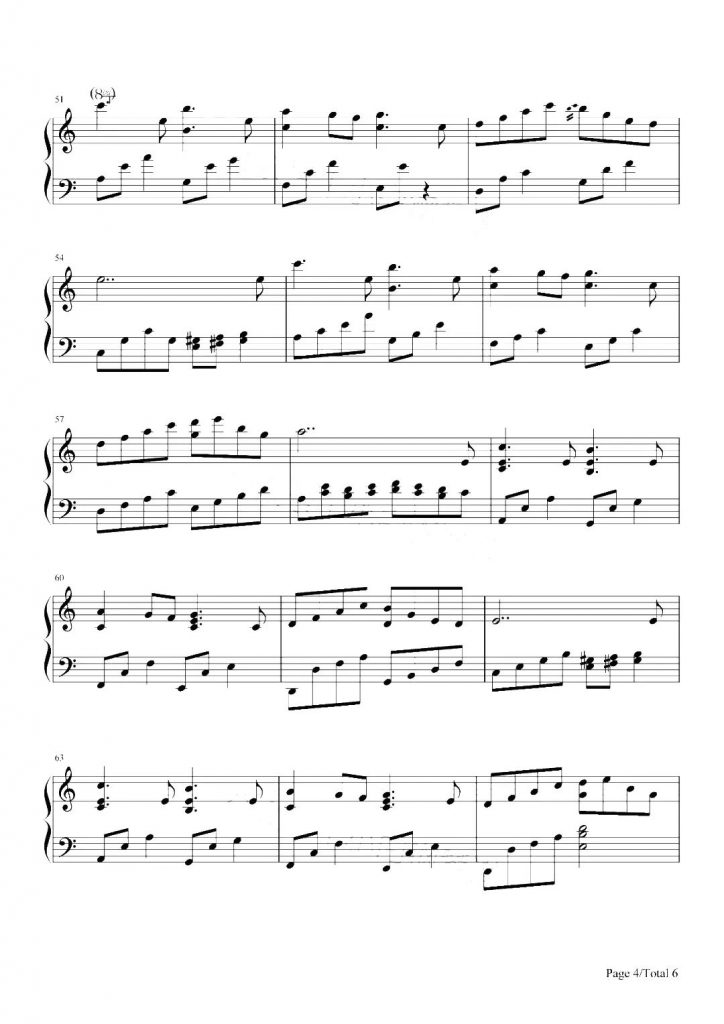 更替的四季 钢琴五线谱 - 久石让