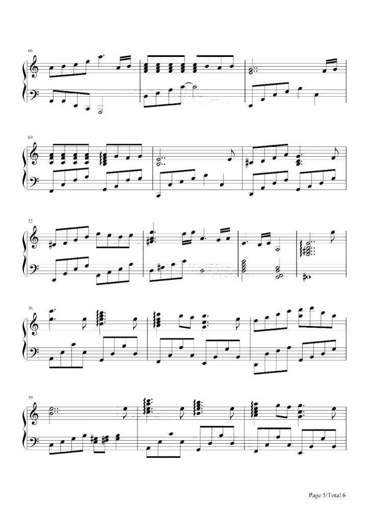 更替的四季 钢琴五线谱 - 久石让