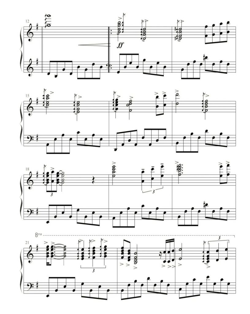 星空 钢琴五线谱