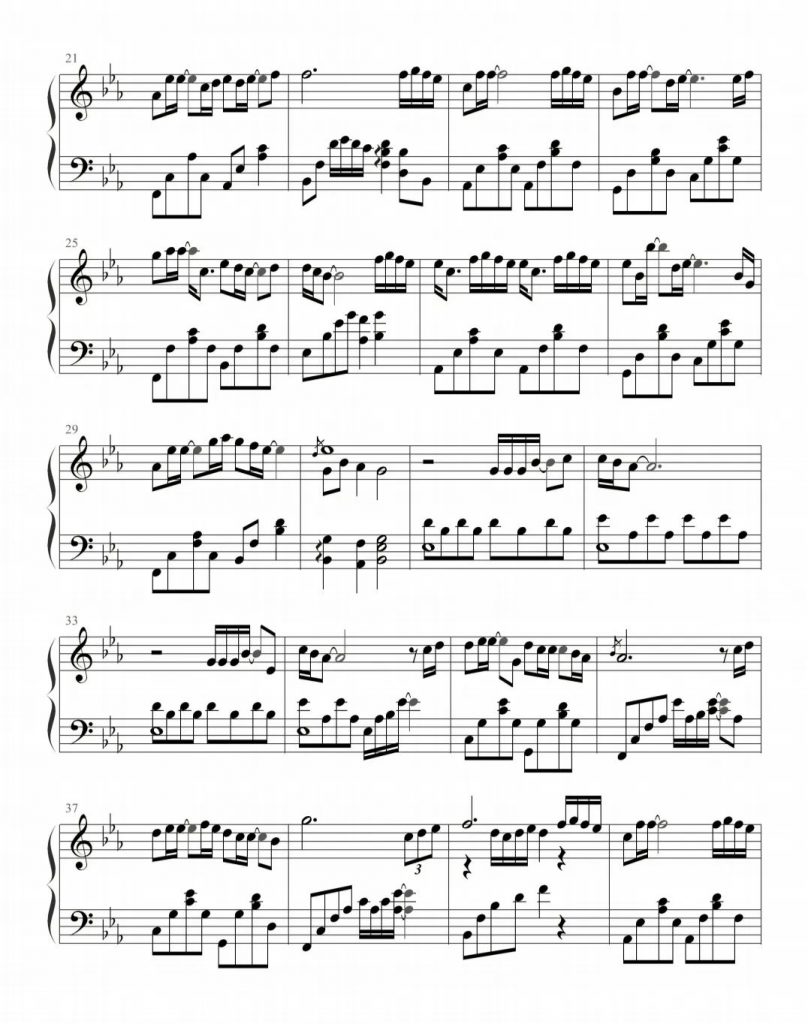 修炼爱情 钢琴五线谱 - 林俊杰