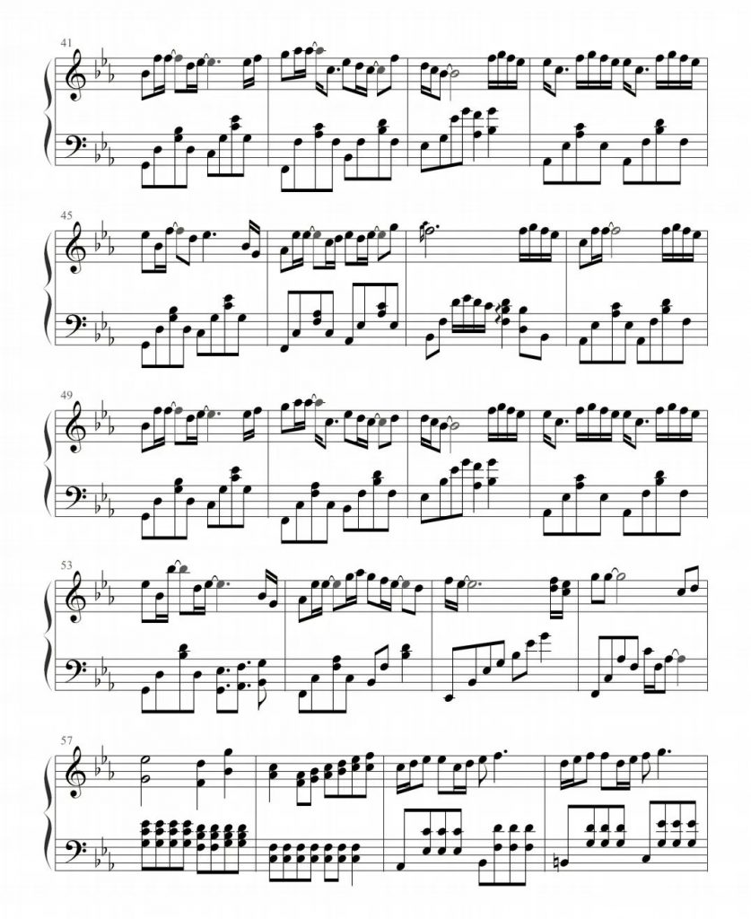 修炼爱情 钢琴五线谱 - 林俊杰