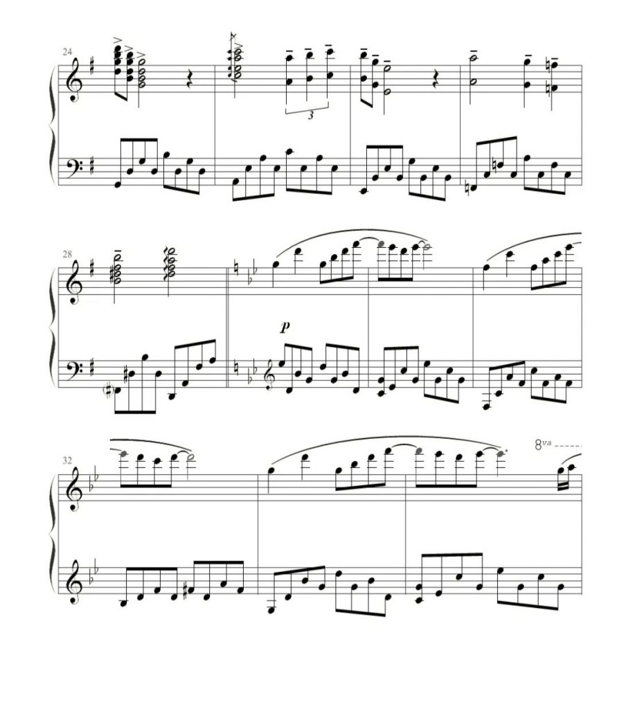 星空 钢琴五线谱