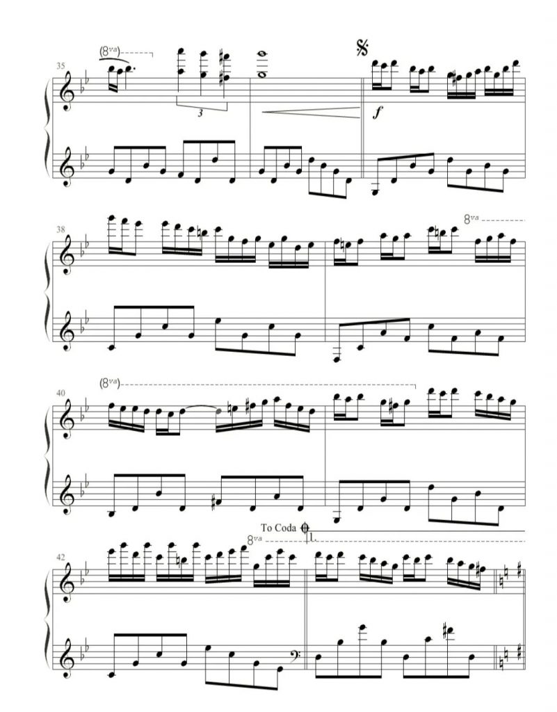 星空 钢琴五线谱