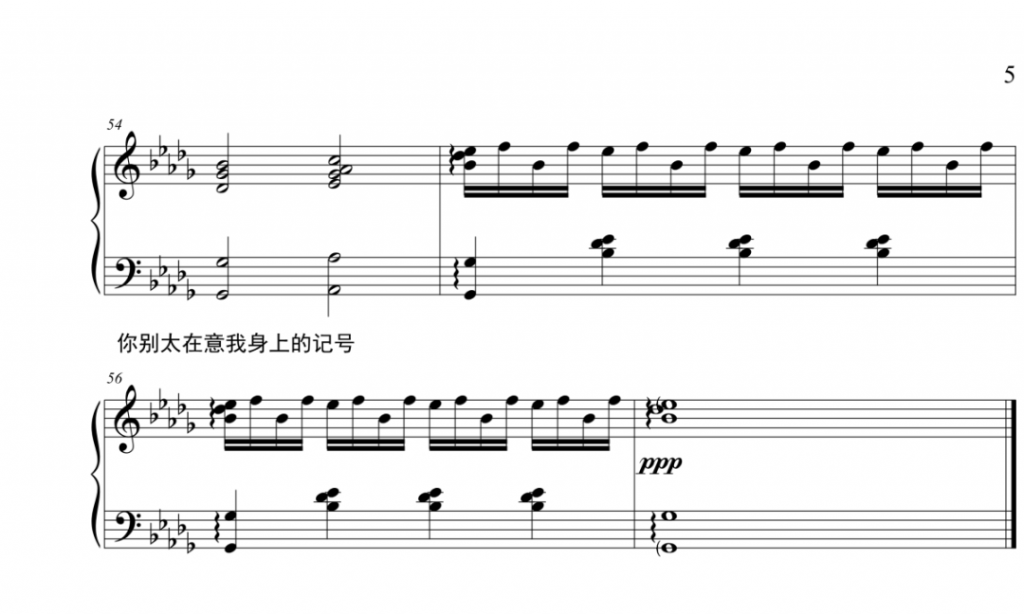 刚刚好 钢琴五线谱 - 薛之谦