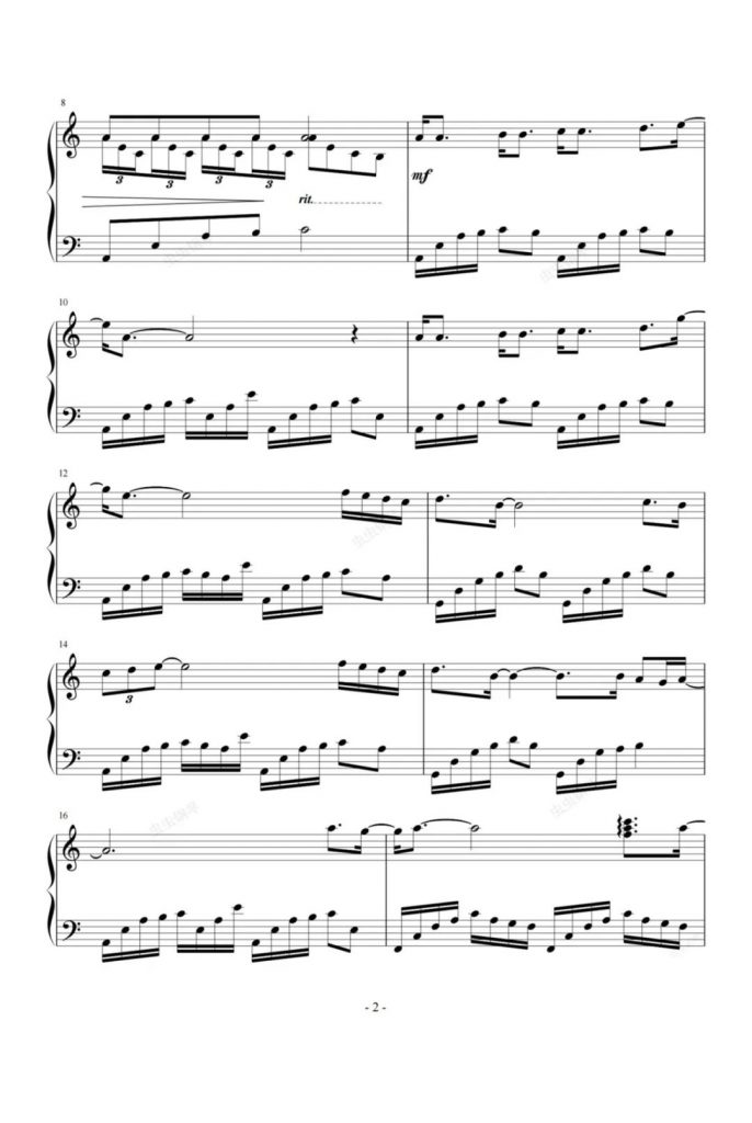 一生所爱 钢琴曲谱 -周星驰经典电影《大话西游》片尾曲