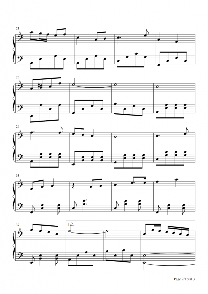 让我们荡起双桨 钢琴谱