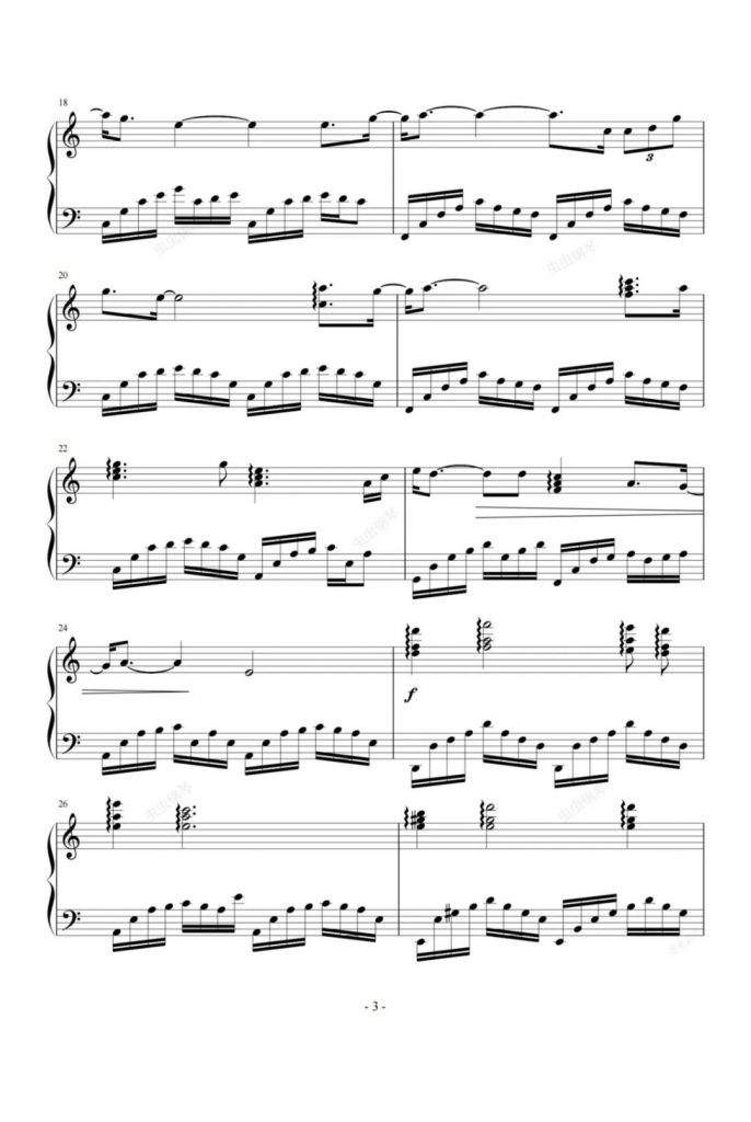 一生所爱 钢琴曲谱 -周星驰经典电影《大话西游》片尾曲