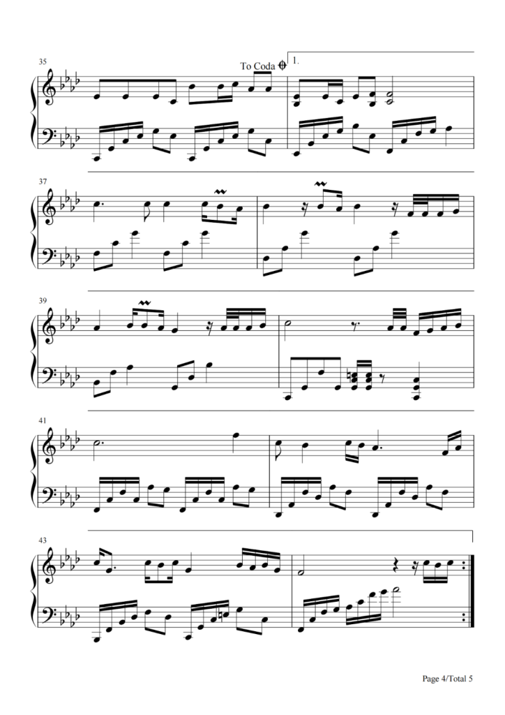 可可托海的牧羊人 钢琴谱