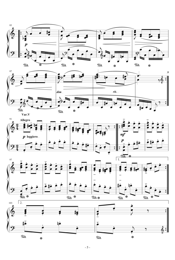 帕格尼尼主题变奏曲 钢琴谱-别尔科维奇