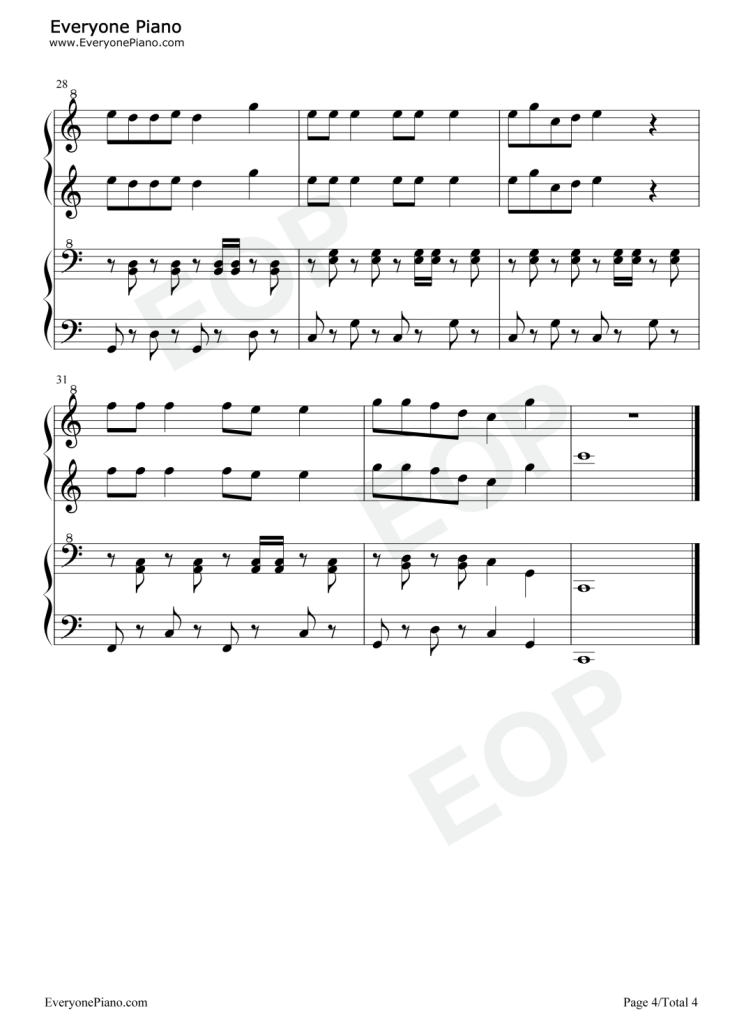 铃儿响叮当 Jingle Bells 钢琴四手联弹谱