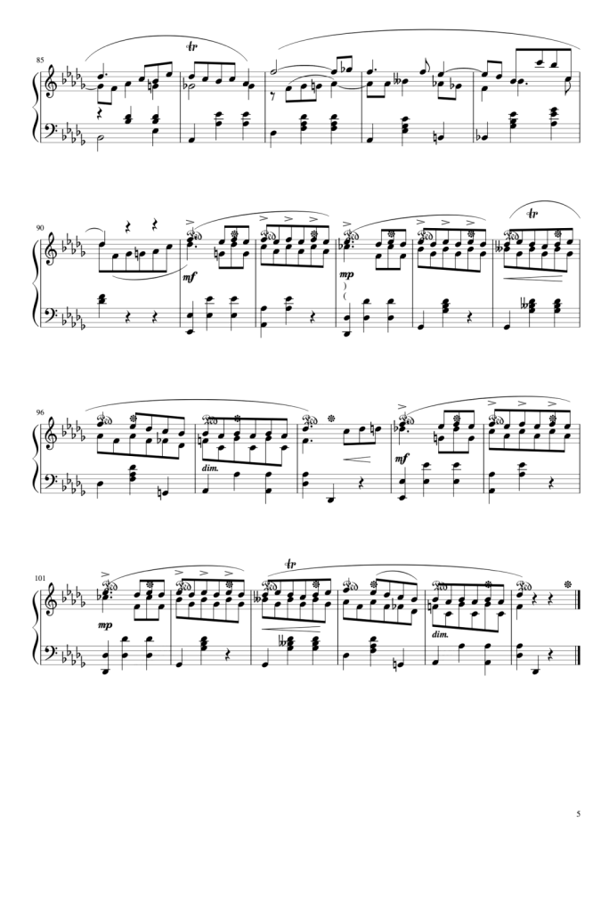 肖邦 降D大调圆舞曲 Op.70 No.3 钢琴五线谱