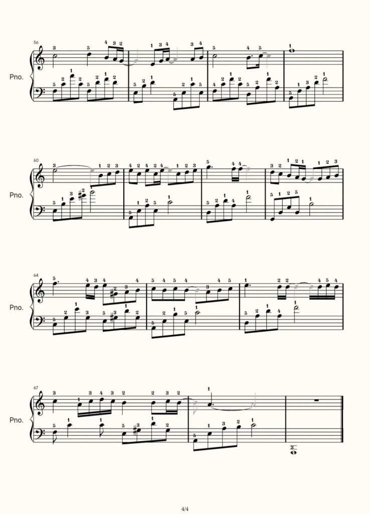 月半小夜曲 钢琴五线曲谱 带指法- 李克勤