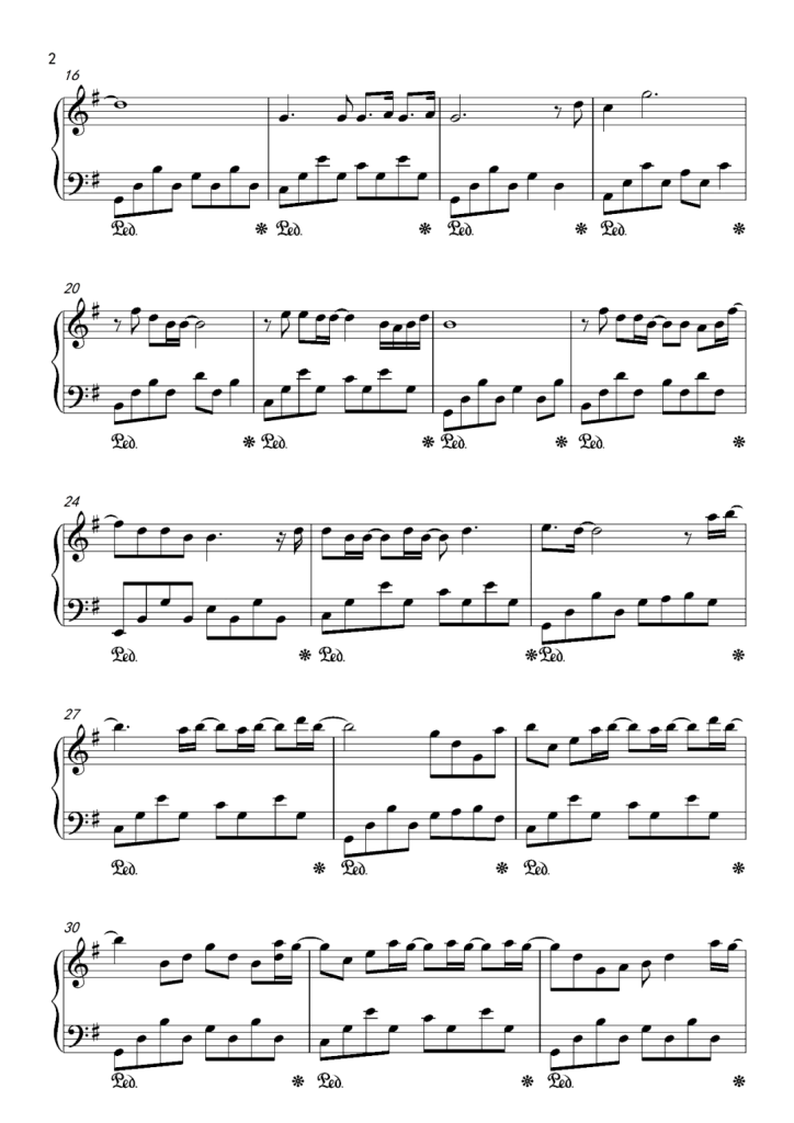 安静的午后 钢琴曲谱