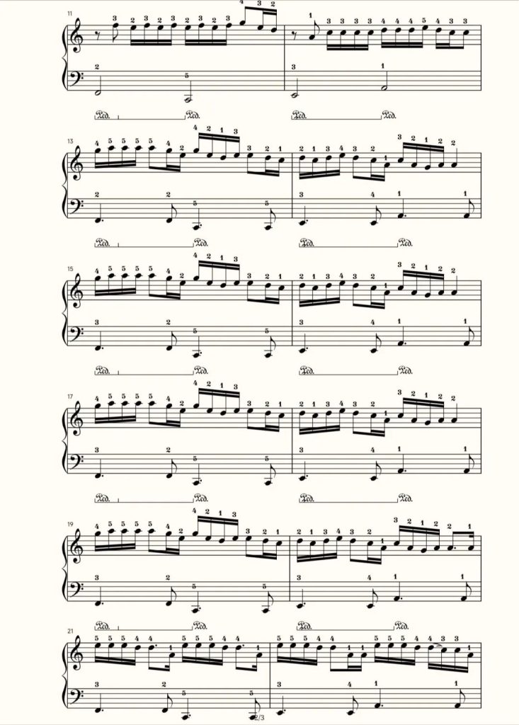 心如止水 钢琴五线曲谱 带指法 简易版 -Ice Paper