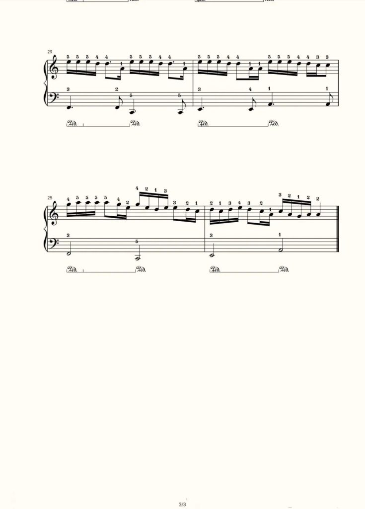 心如止水 钢琴五线曲谱 带指法 简易版 -Ice Paper