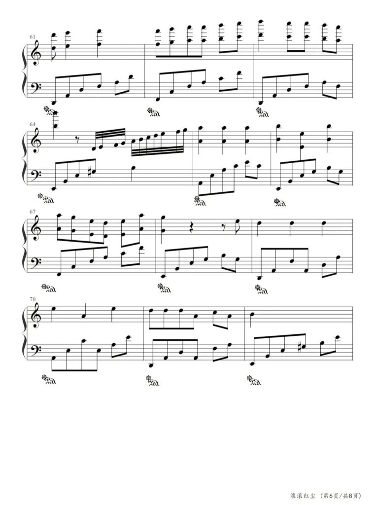 滚滚红尘 钢琴曲谱 - 陈淑华