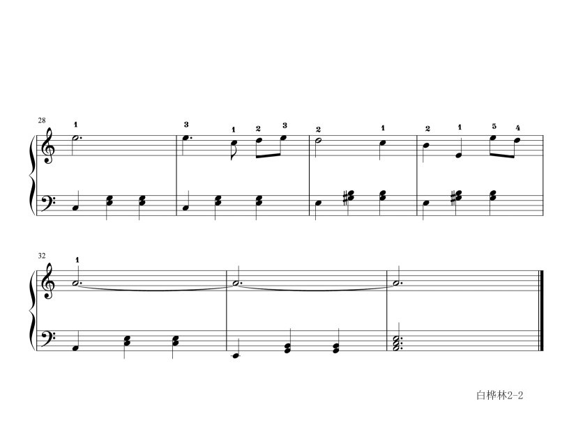 白桦林 钢琴五线谱 - 朴树