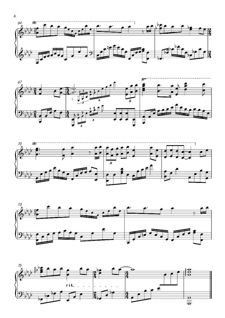 你在终点等我 钢琴曲谱 -《从你的全世界路过》片尾曲 - 王菲