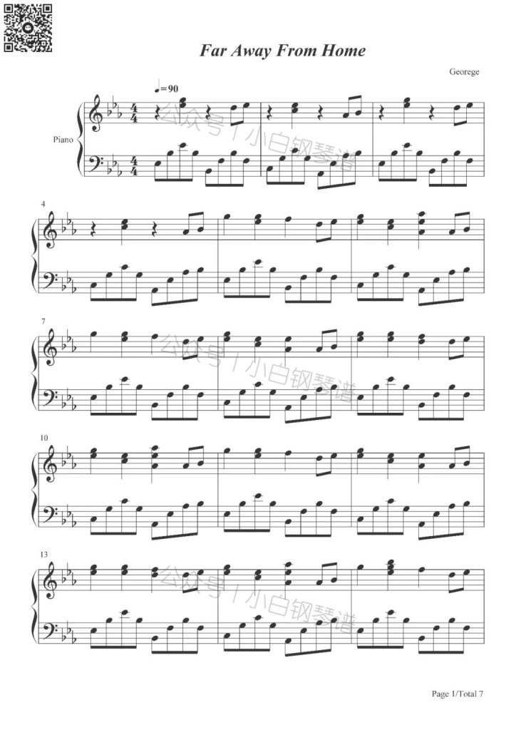 Far Away From Home 钢琴曲谱-Groove Coverage