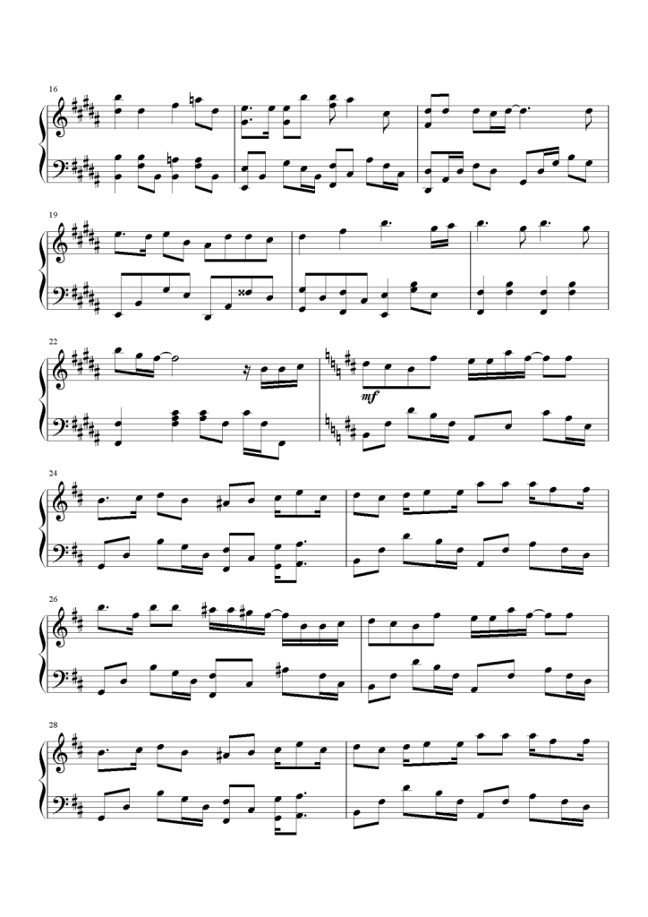 再见我的初恋 钢琴五线谱