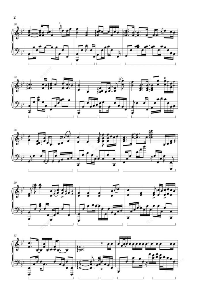 向云端 钢琴五线谱