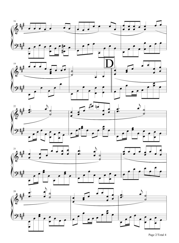 亲爱的，那不是爱情 钢琴五线谱 - 张韶涵