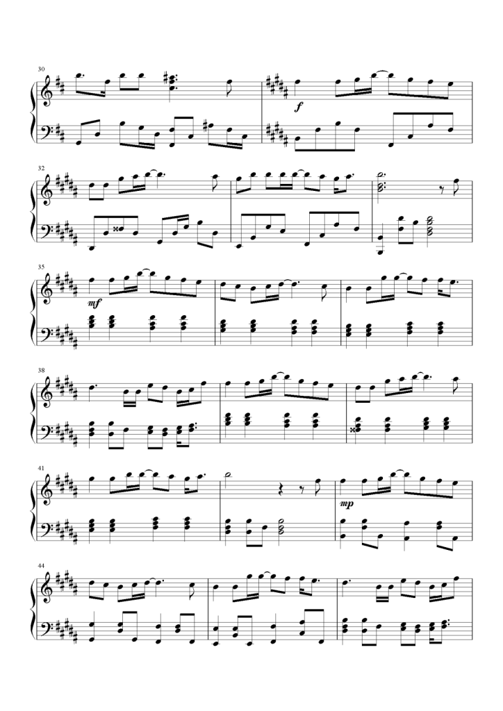 再见我的初恋 钢琴五线谱