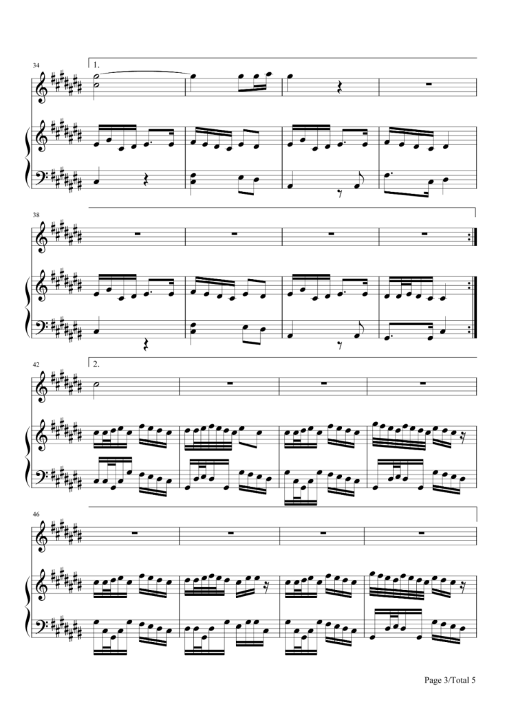 香水百合 钢琴五线谱 - 张韶涵