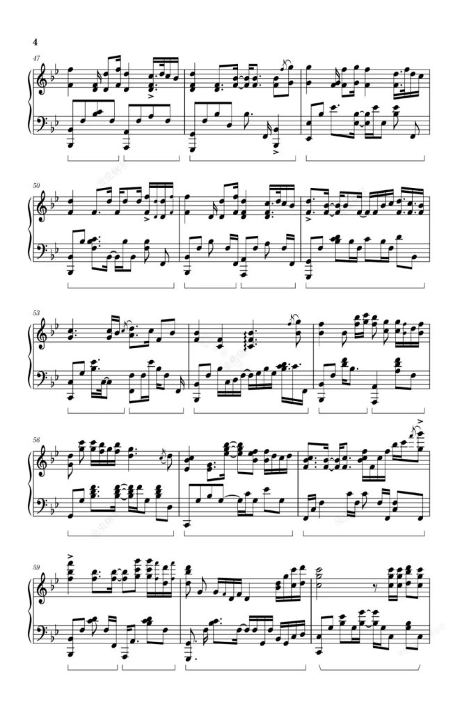 向云端 钢琴五线谱