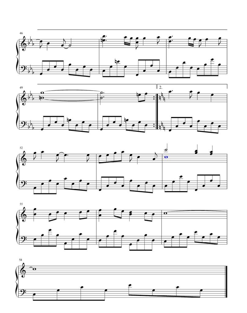 阳光总在风雨后 钢琴五线谱