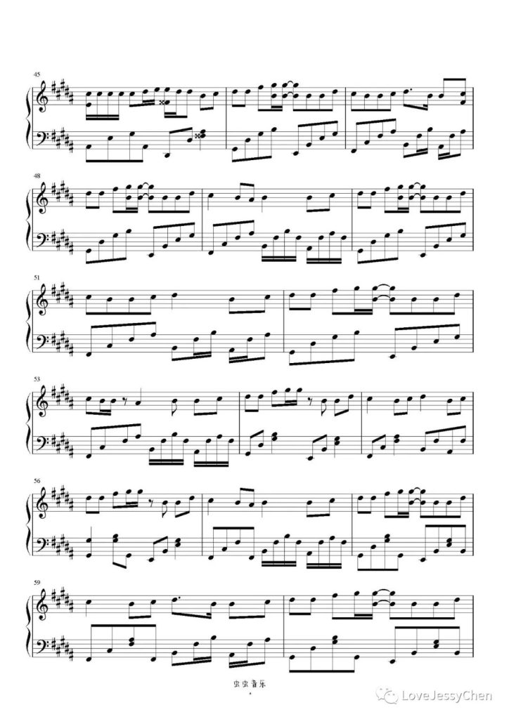 爱河 钢琴曲谱 - 蒋雪儿