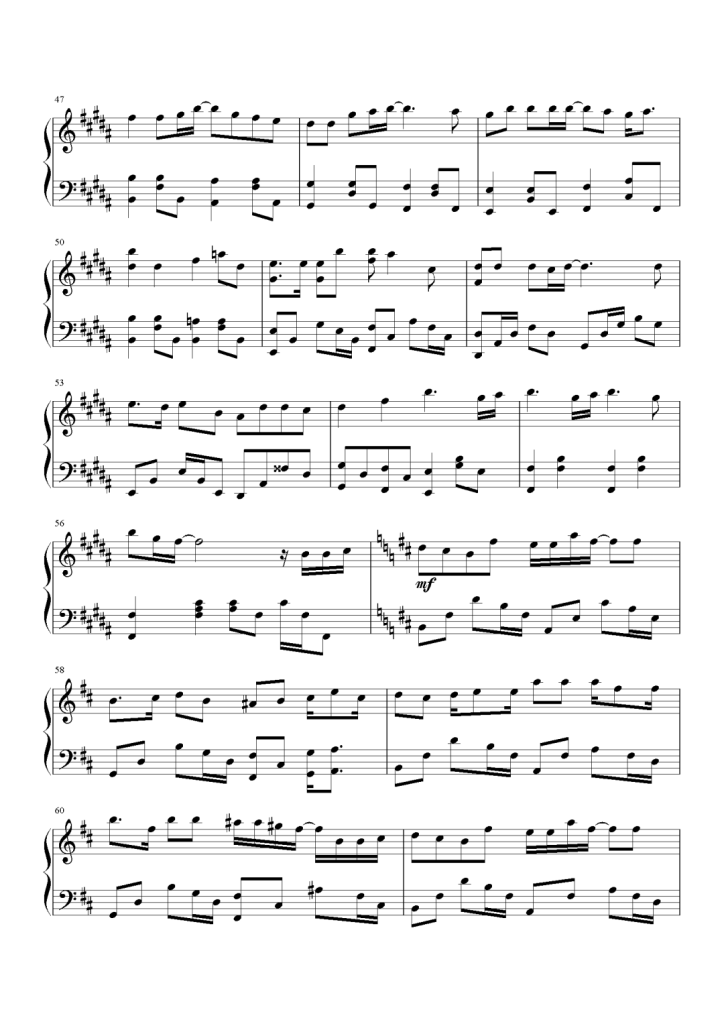 再见我的初恋 钢琴五线谱