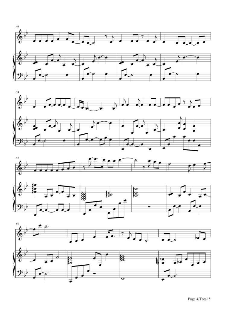 Journey 钢琴五线谱 - 张韶涵