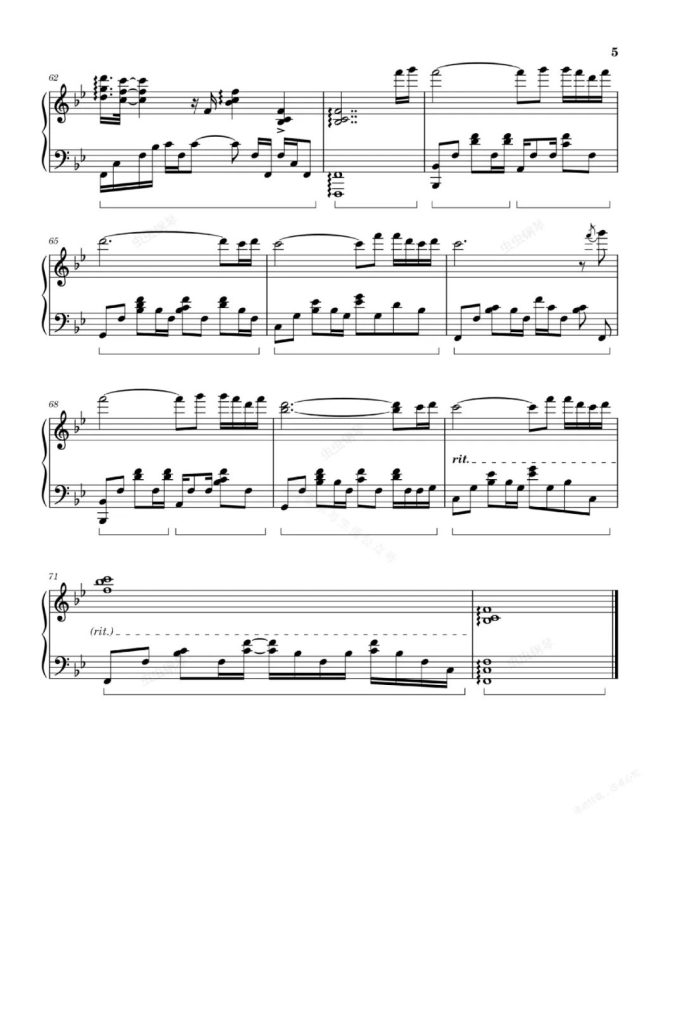 向云端 钢琴五线谱