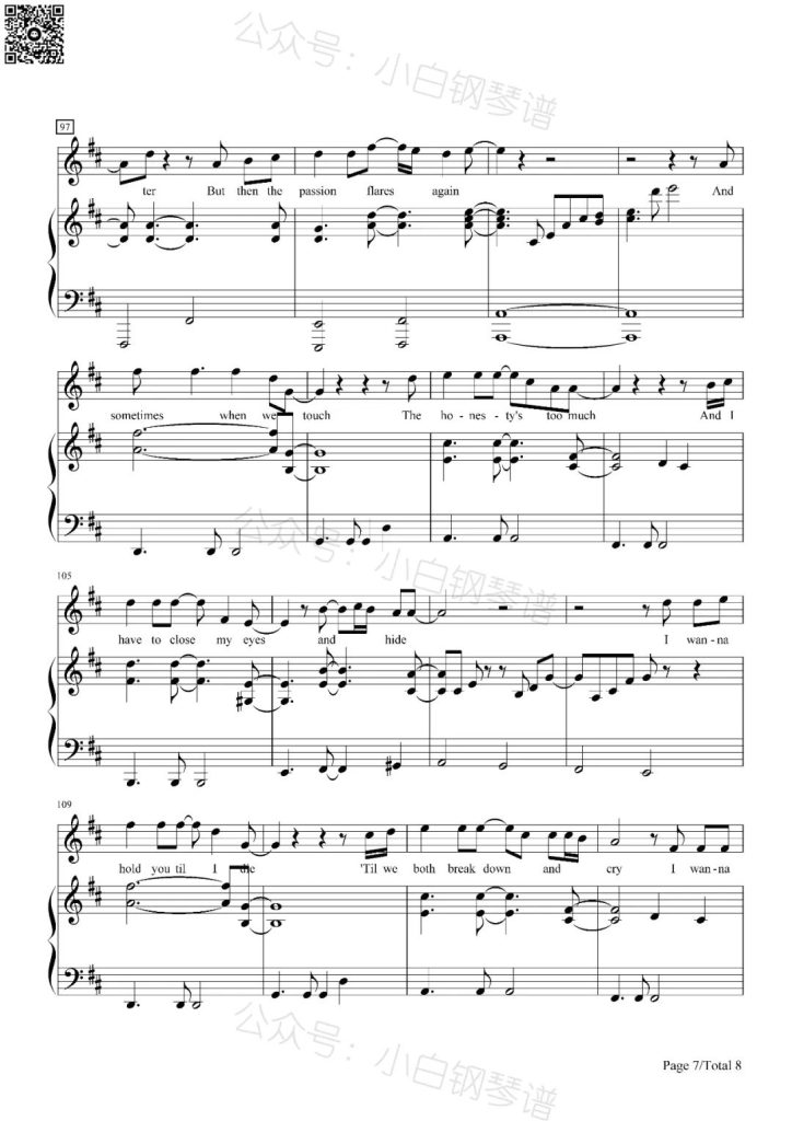 Sometimes When We Touch 钢琴曲谱 - Dan Hill