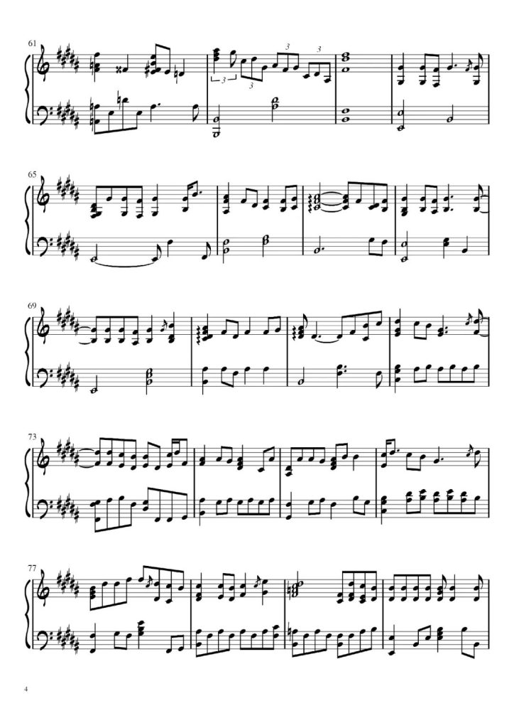 爸爸妈妈  钢琴曲谱 - 李荣浩