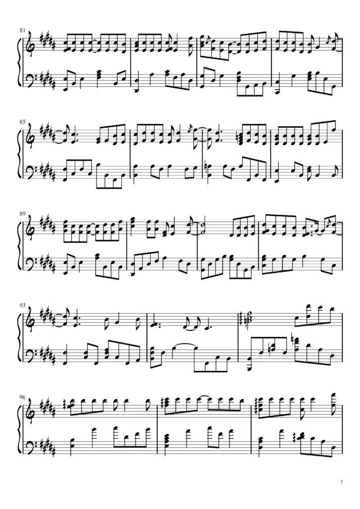 爸爸妈妈  钢琴曲谱 - 李荣浩