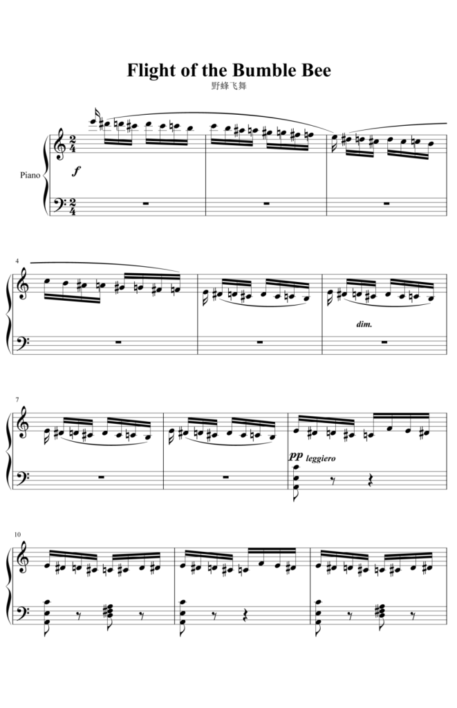 野蜂飞舞  钢琴谱 C调